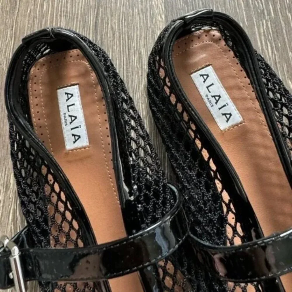 Alaia Fishnet Ballerina Flats - Picture 4 of 8